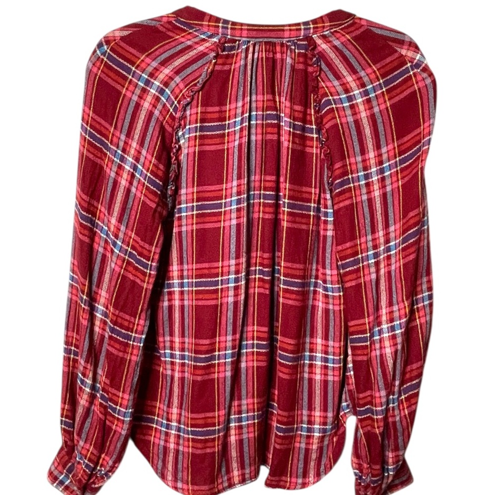 Anthropologie Pilcro Size Small Red Plaid Button-… - image 4